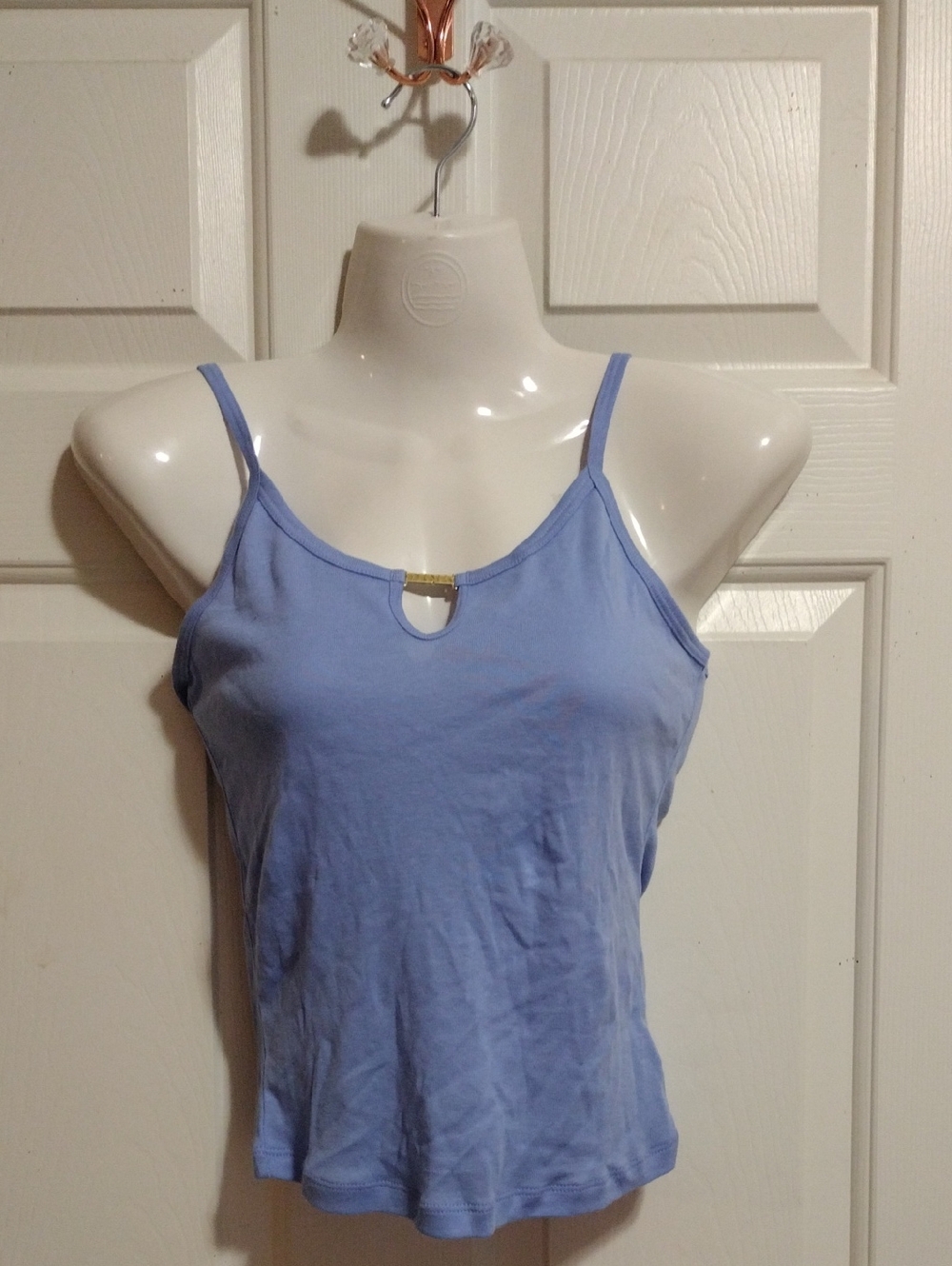 PINK Victoria's Secret blue cami w/gold logo accent Small 🆕